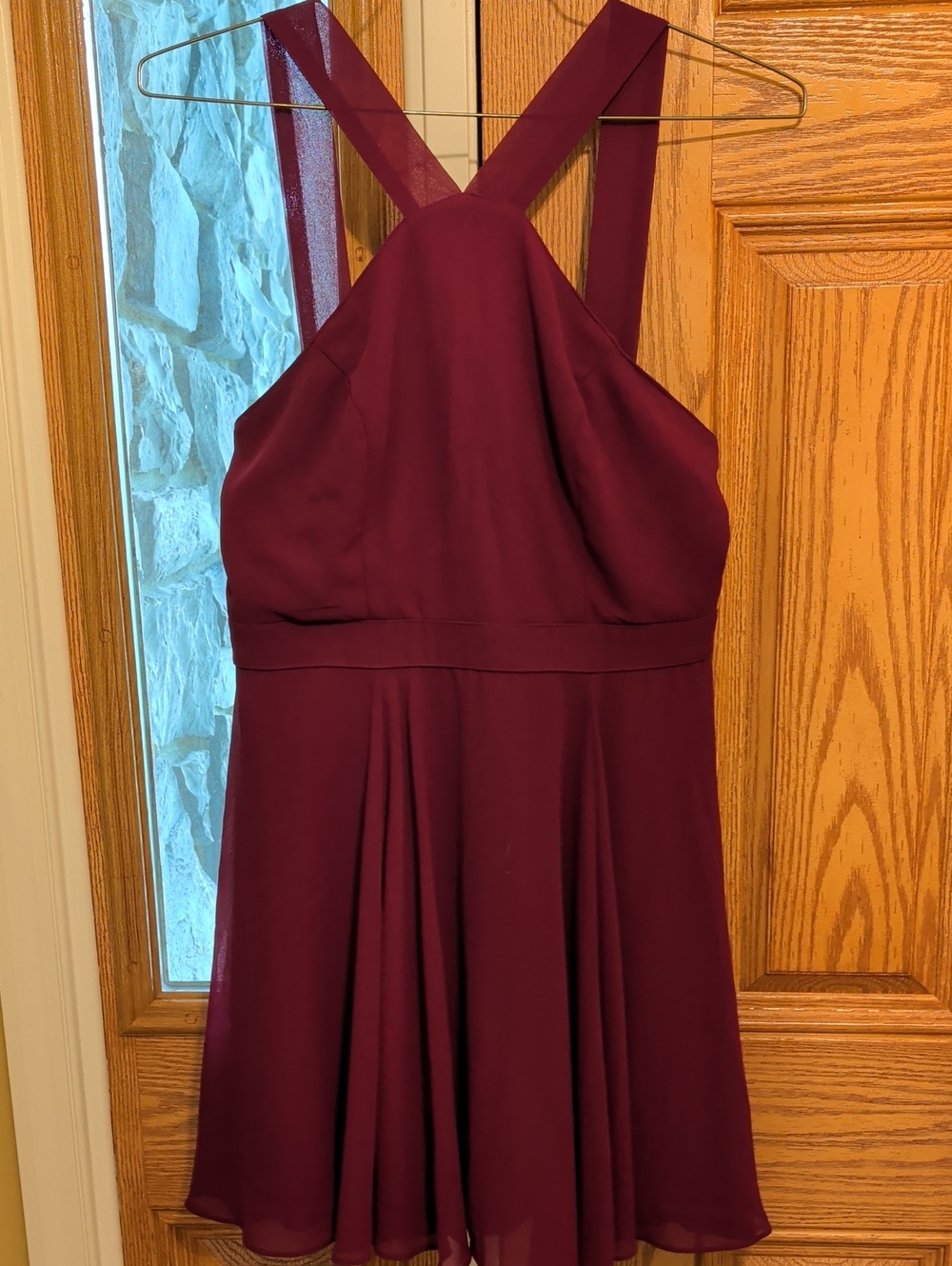 Lulu's Burgundy Halter Skater Dress
